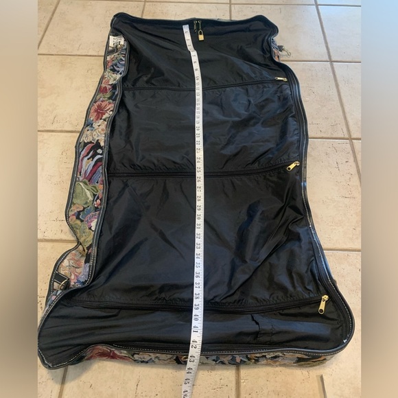 Vintage 50s/60s McBrine Tapestry Floral Garment Bag - Folding Carry-On Luggage - Picture 11 of 12